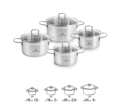 Maxima House VIVA Stainless Steel Pot Set With Lids 8 pcs