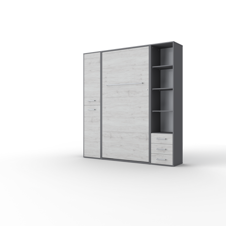 Maxima House Vertical Murphy Bed Invento, European Queen Size with mattress and 2 storage cabinets