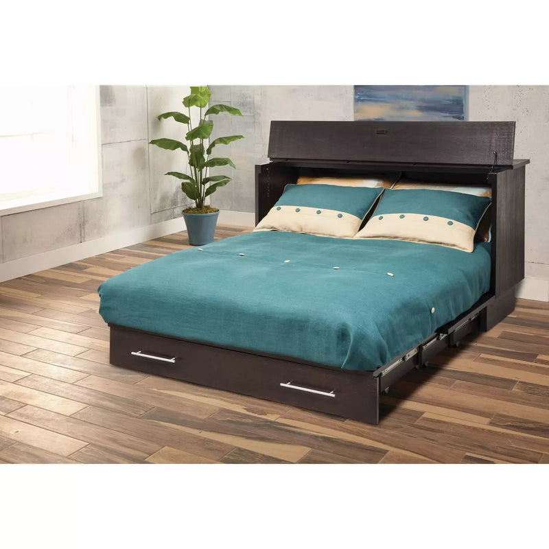 Arason Creden-ZzZ Coffee/Espresso Murphy Full/Queen Cabinet Bed Brushed White