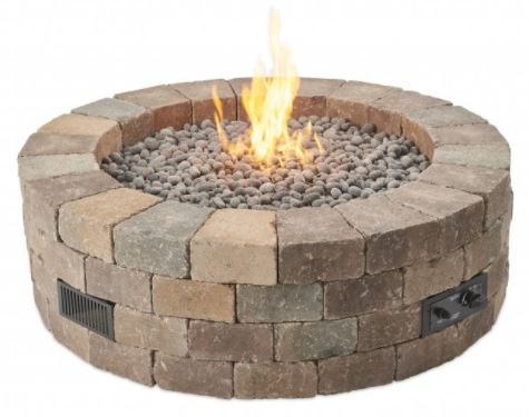 Outdoor Greatroom Bronson Block Round Gas Fire Pit Kit