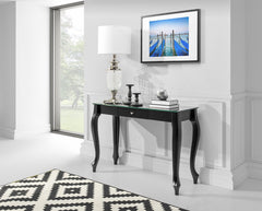 Maxima House RETRO Black Glass Top Console Table