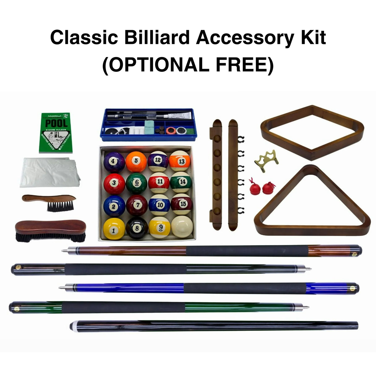 Plank & Hide Isaac Wood Pool Table with Free Accessory Kit