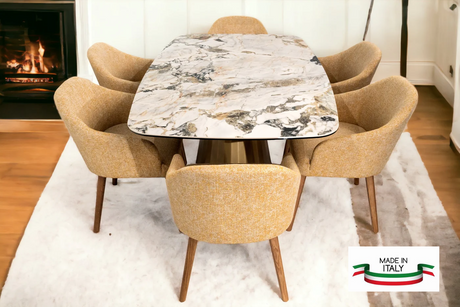 Maxima House Dining set GINEVRA, Ceramic Dining Table with 6 chairs