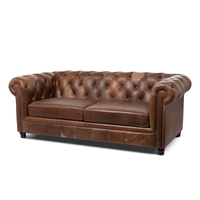 Park Hill Barrington Tufted Leather Sofa, Vintage Umber EFS36066