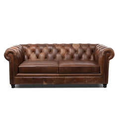 Park Hill Barrington Tufted Leather Sofa, Vintage Umber EFS36066