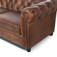 Park Hill Barrington Tufted Leather Sofa, Vintage Umber EFS36066