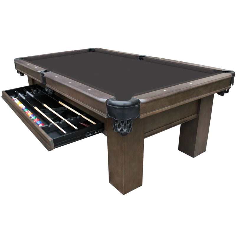 Plank & Hide Elias Wood Pool Table with Drawer (Size 8') 87009-GRG with Free Accessory Kit