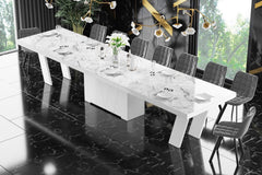 Maxima House Dining Set ALETA 11 pcs. modern glossy Dining Table with 4 self-starting leaves plus 10 chairs