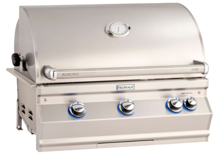 FireMagic A540i Aurora 30" Built-In Grill with Analog Thermometer and Rotisserie Backburner