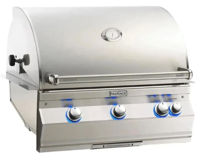 FireMagic A660i Aurora 30" Built-In Grill with Analog Thermometer and Rotisserie Backburner