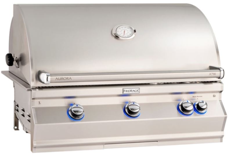 FireMagic A790i Aurora 36" Built-In Grill with Analog Thermometer and Rotisserie Backburner