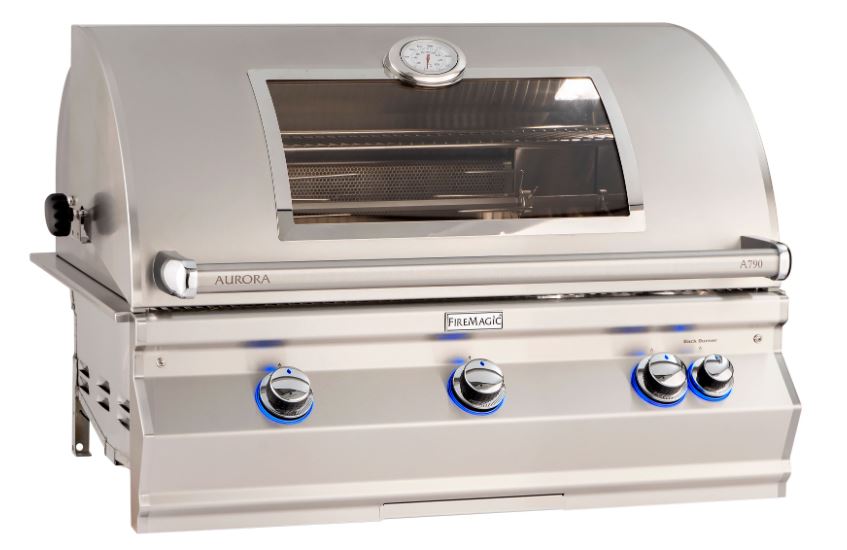 FireMagic 790i Aurora 36" Built-In Grill with Analog Thermometer, Rotisserie Backburner and Magic View Window