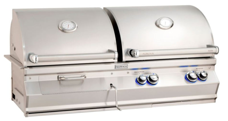 FireMagic A830i Aurora Gas / Charcoal Combo Built-In Grill with Analog Thermometer and Infrared Burner