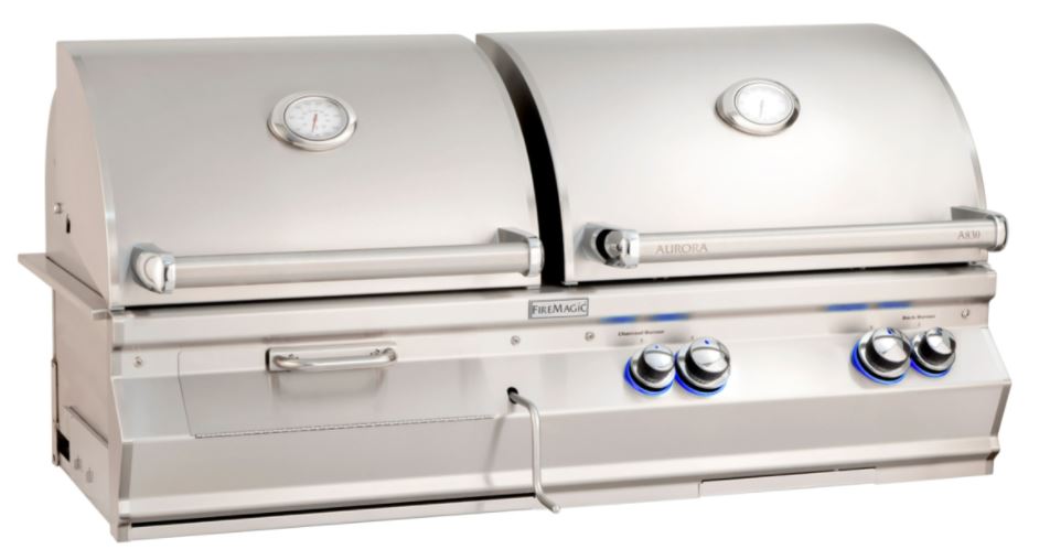 FireMagic A830i Aurora Gas / Charcoal Combo Built-In Grill with Analog Thermometer