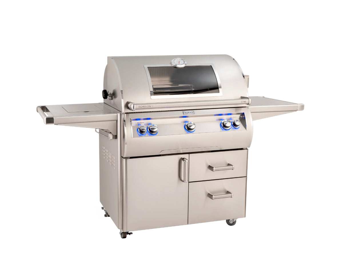 FireMagic E790s Echelon 36" Portable Grill with Analog Thermometer, Flush Mounted Single Side Burner and Magic View Window
