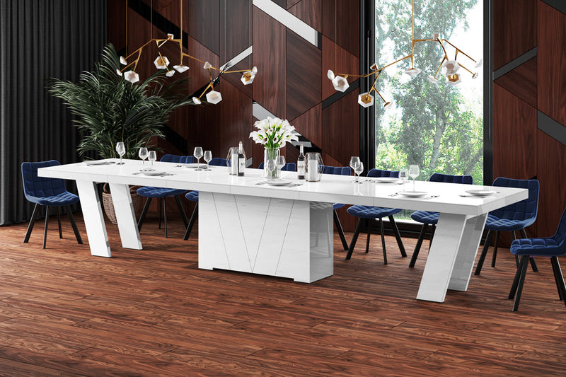 Maxima House Dining Table ALETA with 4 extension leaves for up to 20 people. Dining/ Conference room table.