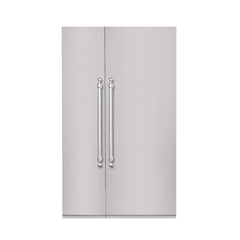 Hallman 48 in. 25.2 Cu. Ft. Counter-Depth Built-in Side-by-Side Refrigerator with Classico Chrome Handles