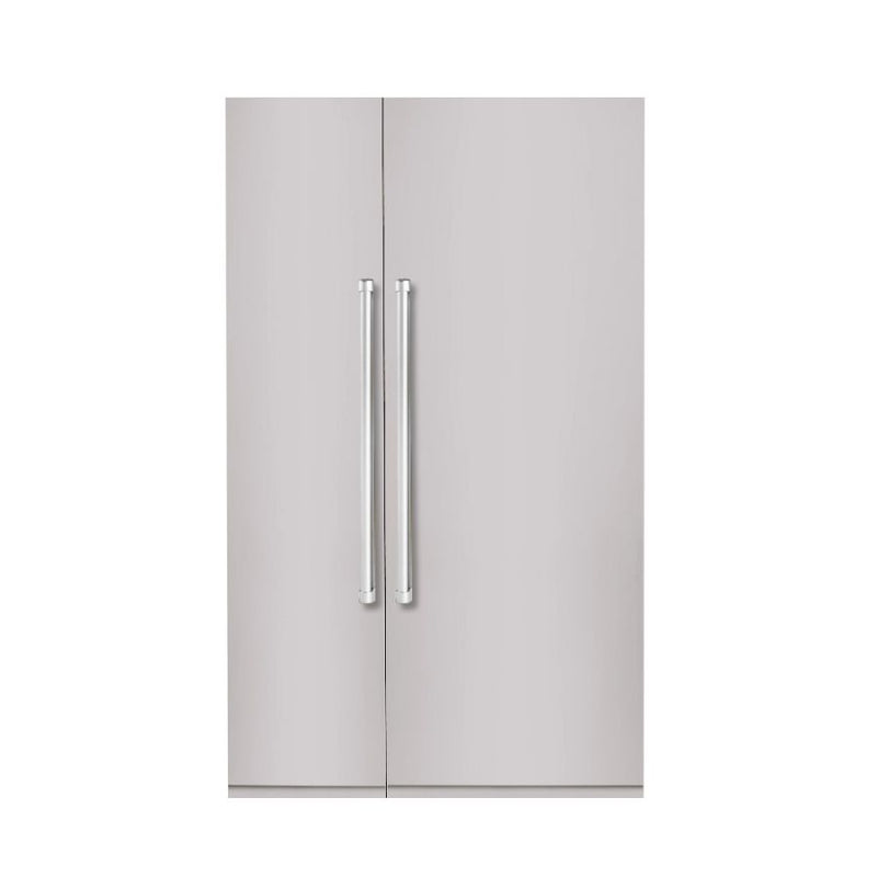 Hallman 48 in. 25.2 Cu. Ft. Counter-Depth Built-in Side-by-Side Refrigerator with Bold Chrome Handles