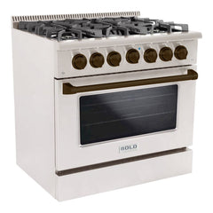 Hallman Bold Series 36" Gas Freestanding Range with Bronze Trim