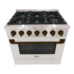 Hallman Bold Series 36" Gas Freestanding Range with Bronze Trim