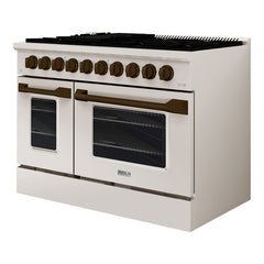 Hallman Bold Series 48" Dual Fuel Freestanding Range with Bronze Trim