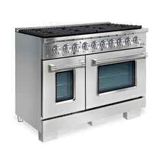 Hallman Bold Series 48" Dual Fuel Freestanding Range with Chrome Trim