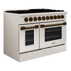 Hallman Bold Series 48" Dual Fuel Freestanding Range with Bronze Trim