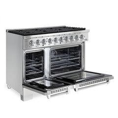 Hallman Bold Series 48" Dual Fuel Freestanding Range with Chrome Trim