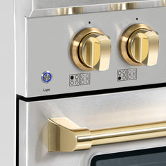 Hallman Bold Series 48" Dual Fuel Freestanding Range with Brass Trim