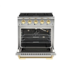 Hallman Bold Series 30" Gas Freestanding Range with Brass Trim