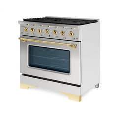 Hallman Classico Series 36" Dual Fuel Freestanding Range with Bronze Trim