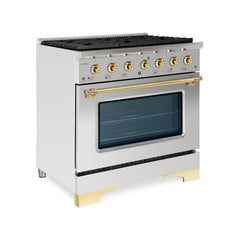 Hallman Classico Series 36" Dual Fuel Freestanding Range with Bronze Trim