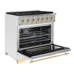 Hallman Classico Series 36" Dual Fuel Freestanding Range with Bronze Trim