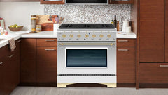 Hallman Classico Series 36" Dual Fuel Freestanding Range with Bronze Trim