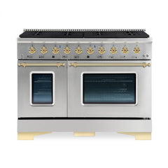 Hallman Classico Series 48" Dual Fuel Freestanding Range with Bronze Trim