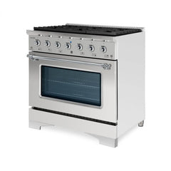 Hallman Classico Series 36" Dual Fuel Freestanding Range with Chrome Trim