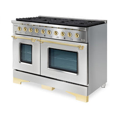 Hallman Classico Series 48" Gas Freestanding Range with Brass Trim