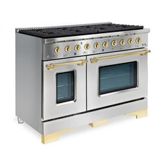 Hallman Classico Series 48" Gas Freestanding Range with Brass Trim