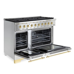 Hallman Classico Series 48" Dual Fuel Freestanding Range with Bronze Trim