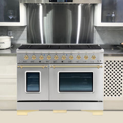 Hallman Classico Series 48" Gas Freestanding Range with Brass Trim