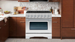 Hallman Classico Series 36" Dual Fuel Freestanding Range with Chrome Trim