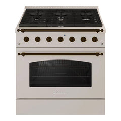 Hallman Classico Series 36" Gas Freestanding Range with Brass Trim