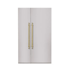 Hallman 48 in. 25.2 Cu. Ft. Counter-Depth Built-in Side-by-Side Refrigerator with Classico Brass Handles