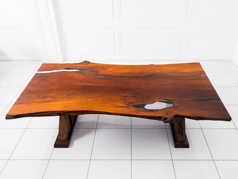 Maxima House Dining Solid Pear Tree Wood Table MARS Filled with Polymer Resin