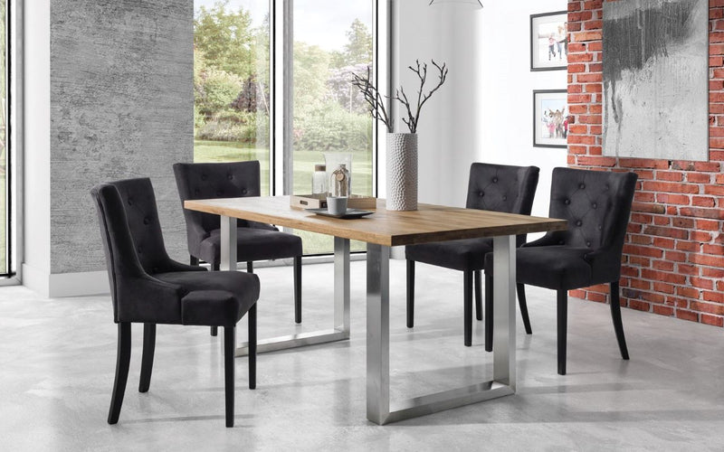 Maxima House Solid wood Dining Table NEREUS with stainless steel legs