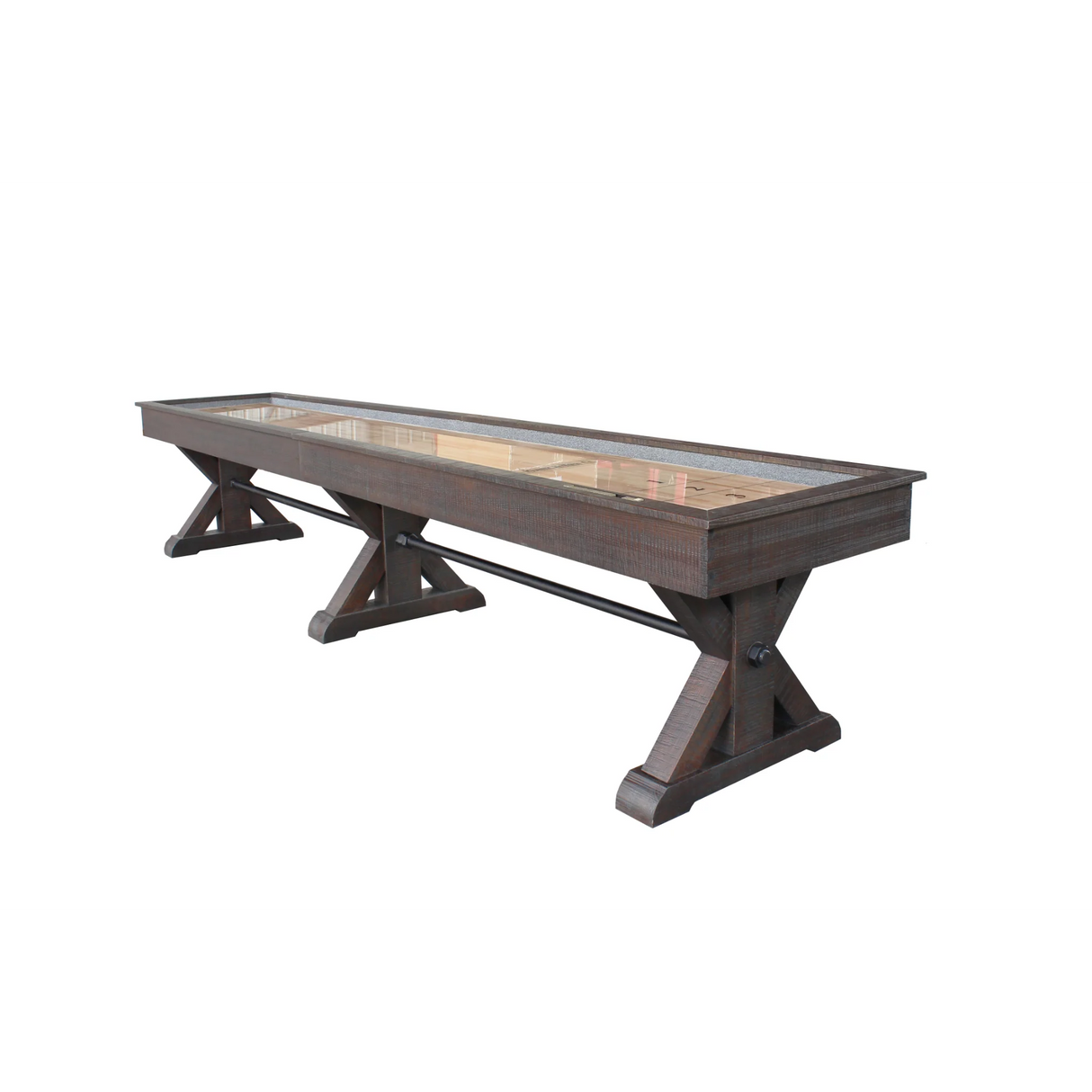 Plank & Hide Otis Shuffleboard Table with Free Bowling Pin Set