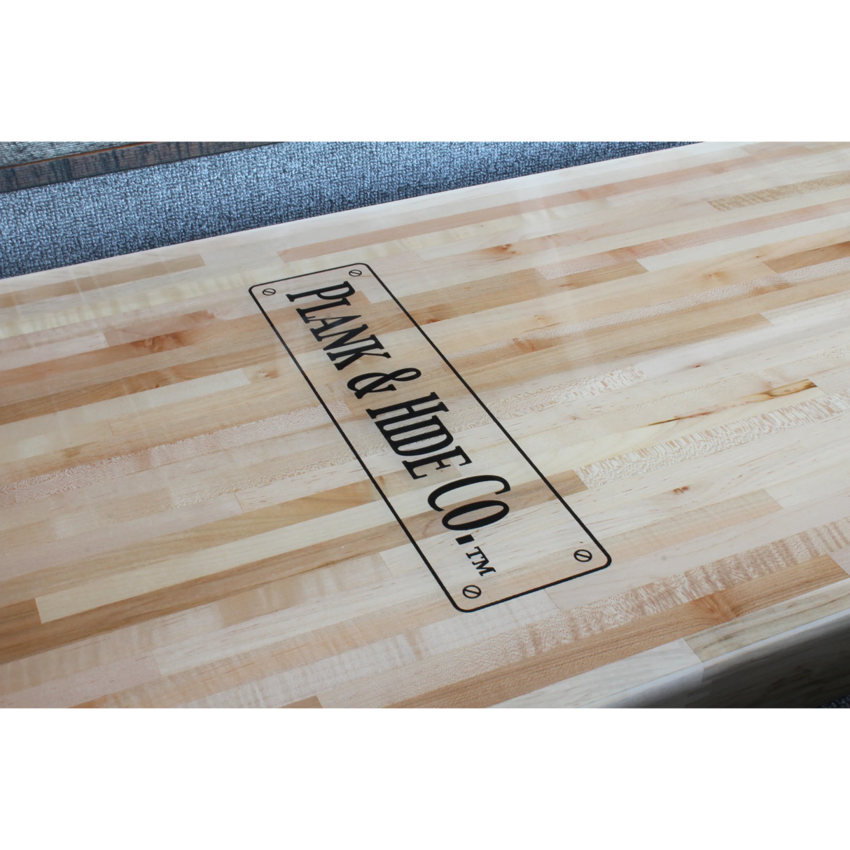 Plank & Hide Otis Shuffleboard Table with Free Bowling Pin Set