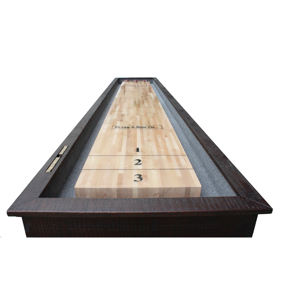 Plank & Hide Otis Shuffleboard Table with Free Bowling Pin Set