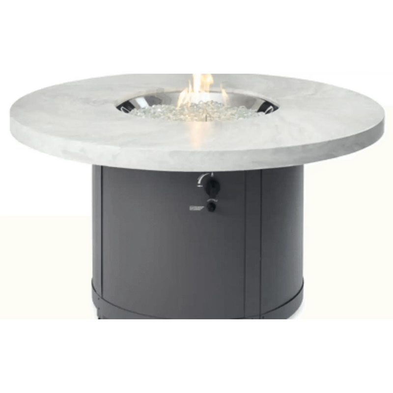Outdoor Greatroom White Onyx Beacon Chat Height Fire Table