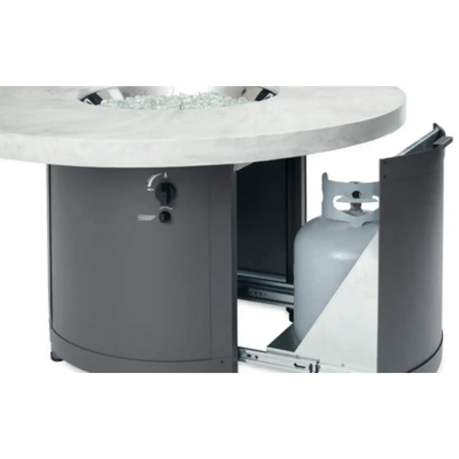 Outdoor Greatroom White Onyx Beacon Chat Height Fire Table